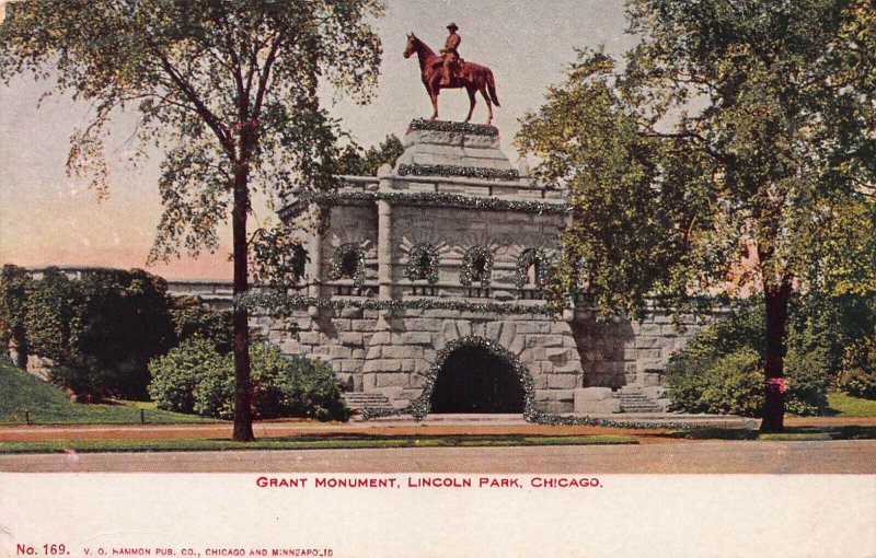 Grant Monument, Lincoln Park, Chicago, Illinois, Early Postcard, Unused