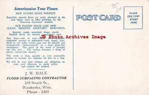 Advertising Postcard, J.W. Hale Floor Resurfacing Contractor, Waukesha WI