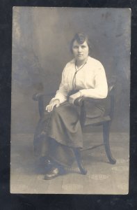 RPPC BRECKSVILLE OHIO SCHOOL TEACHERE WOMAN 1910 REAL PHOTO POSTCARD