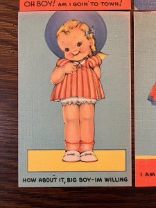 (4) VINTAGE 1930's HUMOR LINEN POSTCARDS   ASHEVILLE POSTCARD CO. RISQUE