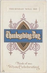 THANKSGIVING Greetings Holiday Postcard 1914 Series T29 Gold-Lined 84