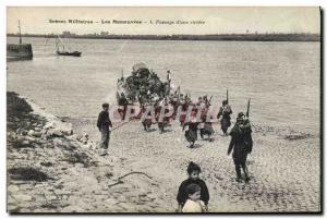 Old Postcard Army Maneuvers Passage of & # 39A river