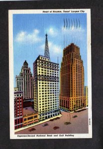 TX Esperson Second National Bank Gulf Bldg Houston Texas Linen Postcard