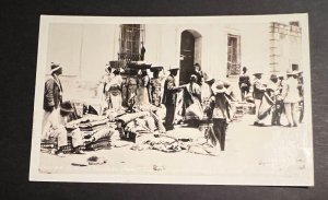 1933 Mint USA Postcard Indian Native American Vendors in Street