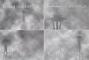 Washington Seattle Space Needle In All Four Seasons