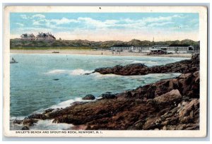 Newport Rhode Island RI Postcard Bailey Beach Spouting Rock 1920 Vintage Antique