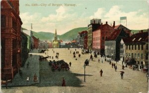 Bergen Norway Street Scene No. 5368 Peterson Tremont Temple Postcard G45