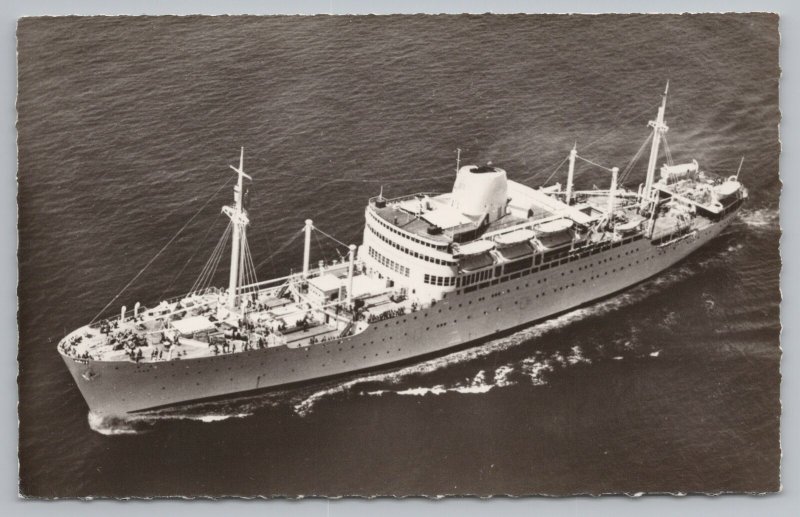 Real Photo Postcard~Ship~Compagnie des Messageries~Le Paquebot~Laos~RPPC 