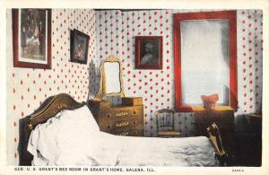 Galena Illinois Grants Home Bed Room Antique Postcard K64606