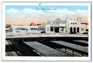 c1950's View Of Union Depot Station Cars Tulsa Oklahoma OK Vintage Postcard