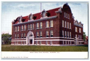 c1905 West Side High School Campus Building Side View Aurora Illinois Postcard