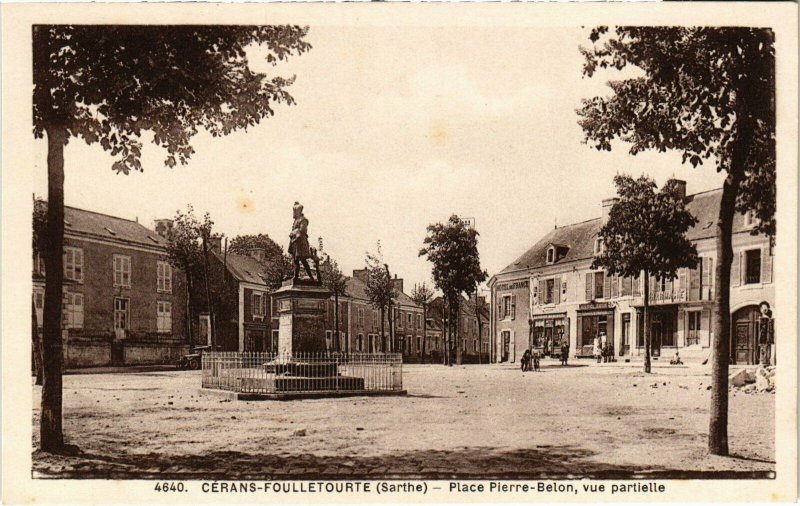 CPA Cérans-Foulletourte - Place Pierre-Belon, vue partielle (112491)