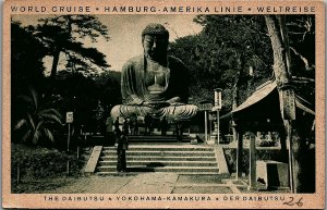 1929 HAMBURG-AMERICAN LINE YOKOHAMA KAMAKURA THE DAIBUTSU POSTCARD 38-241