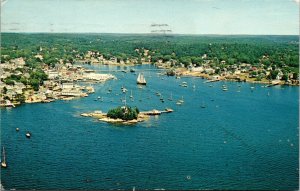 Vtg 1960s Aerial View of Boothbay Harbor Maine ME Postcard