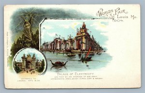 ST.LOUIS MO WORLD'S FAIR 1904 PALACE OF ELECTRICITY ANTIQUE POSTCARD