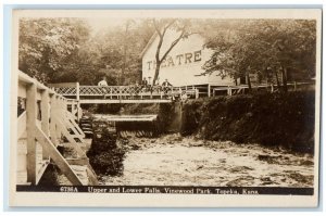 c1910's Upper & Lower Falls Theatre Vinewood Park Topeka KS RPPC Photo Postcard