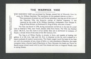 Real Photo Post Card The Warwick Massive Vase Found In 1770 & Presumed Created--