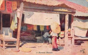 Burma A Burmese Bazaar Raphael Tuck #7956 Postcard