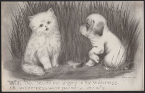 Cat an Dog With Thou beside me singing in the Wilderness Copyright 1909 ~ DB