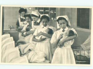 foreign Old Postcard medical EUROPEAN NURSES CARING FOR BABIES AC2227