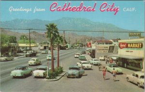 Postcard Greetings from Cathedral City California Vintage Cars
