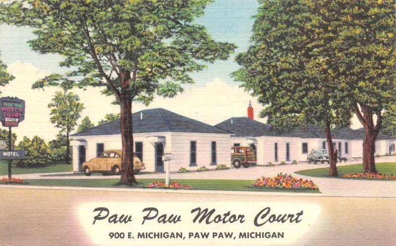 Paw Paw, MI Michigan  PAW PAW MOTOR COURT~Edgar Fowler  ROADSIDE Motel Postcard