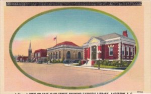 East Main Street Showing Cranegie Library Anderson South Carolina