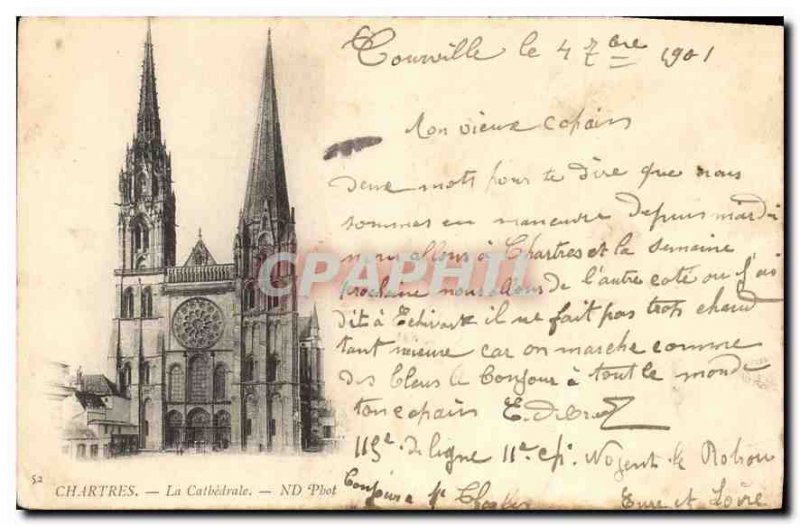 Postcard Old Chartres Cathedrale