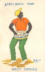 Man with Drums West Indies Native Costume Unused 