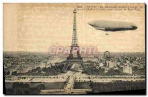 VINTAGE POSTCARD Avion Aviation Dirigeable Zeppelin Paris a military airship com