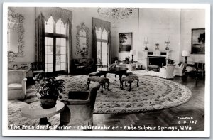 Vtg White Sulphur Springs WV West Virginia Greenbriar Presidents Parlor Postcard