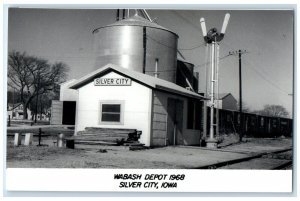 c1968 Wabash Silver City Iowa Railroad Train Depot Station RPPC Photo Postcard