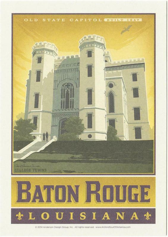 Postcard of Baton Rouge LA Old State Capitol Travel Poster Style Postcard