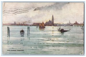 1920 Boat Scene, San Giorgio Maggiore Venetian Lagoons Oilette Tuck Art Postcard