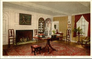 Vtg 1910s Parlor in the House of Seven Gables Salem Massachusetts MA Postcard