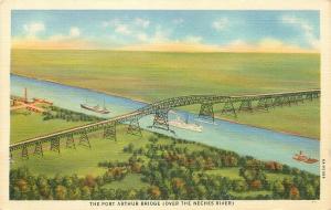 TX, Orange, Port Arthur, Texas, Port Arthur Bridge, Curteich No. 6801-V9