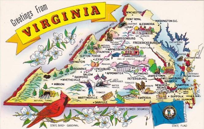 Greetings From Virginia With Map