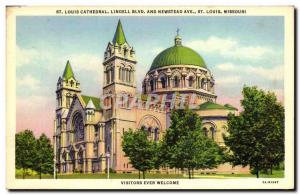 Old Postcard St Louis Cathedral Lindell Blvd And Newstead Ave St Louis Missouri