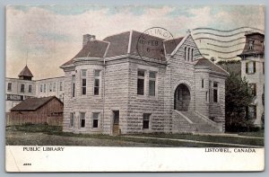 Postcard Listowel Ontario c1911 North Perth Public Library to Berlin ONT Warwick