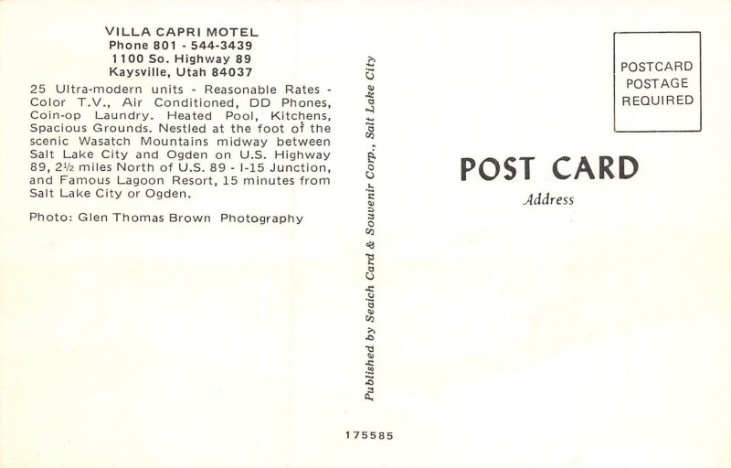 Kaysville, Utah, Villa Capri Motel, AA369-19