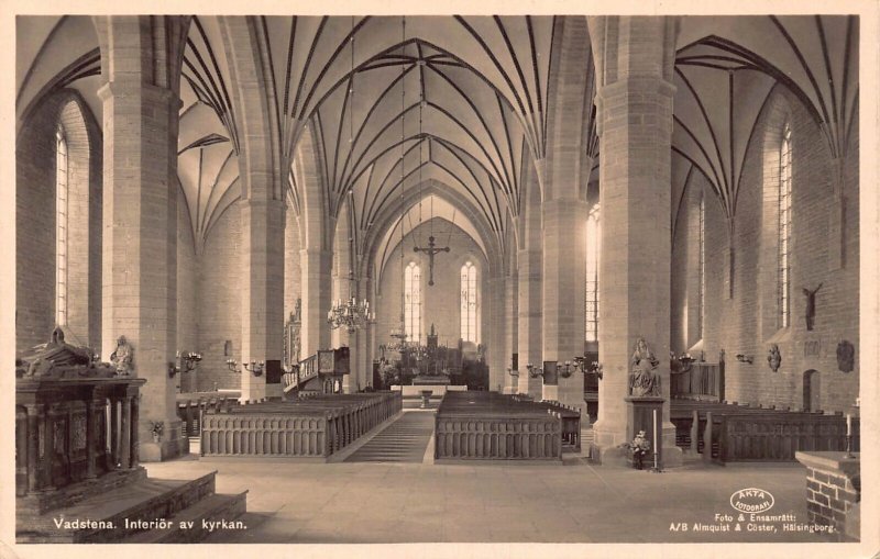 A801 Sweden Vadstena Church Interior RPPC vintage postcard