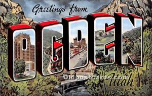 Greetings from, Linen Ogden, Utah, UT, USA Large Letter Unused 