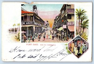 Port Said Port Said Egypt Postcard Rue Du Commerce c1905 Antique Posted