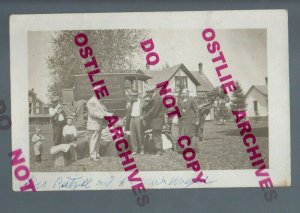 Eleva WISCONSIN RPPC c1910 PEDDLAR WAGON Advertising DELIVERY nr Mondovi Osseo