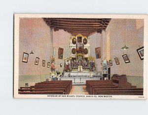 Postcard Interior Of San Miguel Church, Santa Fe, New Mexico