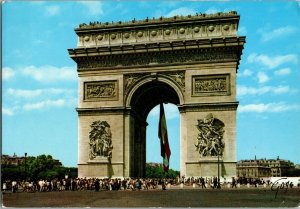 The Arc de Triomphe 1980s Vintage Postcard Paris France