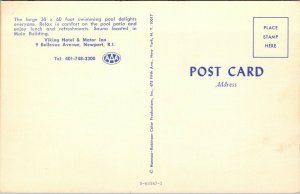 Vtg Newport Rhode Island RI Viking Hotel & Motor Inn Swimming Pool Postcard 