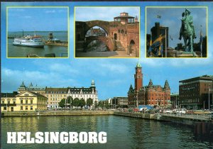 POSTCARD. SWEDEN. HELSINGBORG. The harbor and the town hall.