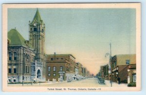 ST. THOMAS, Ontario Canada ~ TALBOT STREET Scene c1930s Postcard