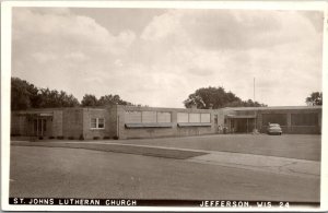 RPPC St Johns Lutheran Church, Jefferson WI Vintage Postcard V64